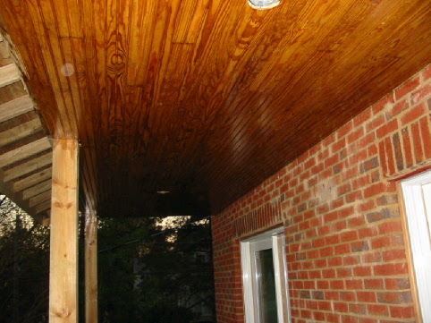 Stained and finished balcony ceiling